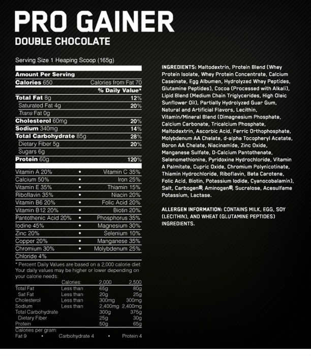 (Optimum nutrition) Pro Gainer 2lbs - Image 2